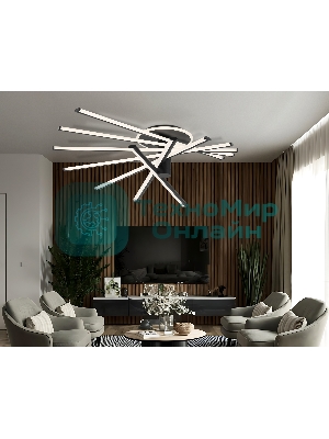 Потолочный светодиодный светильник Ambrella light FL6242 BK черный 135W 3000K-6400K 900*750*230 (ПДУ ИК)