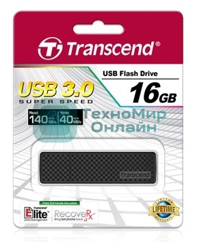Флешка USB Transcend JetFlash 780 (TS16GJF780), 16 Gb, USB 3.0, R/W 140/40, черный/серебристый