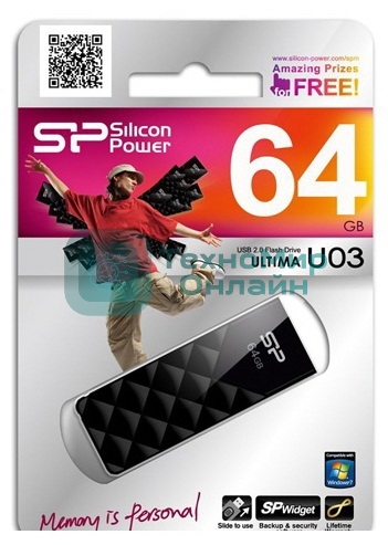 Флешка USB Silicon Power R/W USB 64Gb Ultima U03 SP064Gb,UF2U03V1K USB 2.0, черный