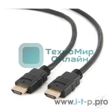 Кабель Cablexpert HDMI CC-HDMI4-0.5M, 19M/19M, v2.0, медь, позол.разъемы, экран, 0.5м, черный, пак