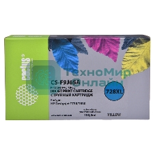 Картридж струйный Cactus CS-F9J65A (728XL) желтый (130 мл) для HP DJ T730/T830