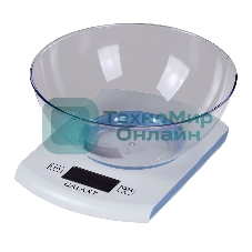 Весы кухонные Galaxy Line GL 2803, белый, пластик, максимальный вес 5 кг, ЖК-дисплей с подсветкой, цена деления 1 г