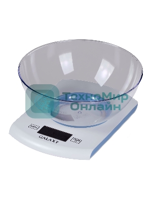 Весы кухонные Galaxy Line GL 2803, белый, пластик, максимальный вес 5 кг, ЖК-дисплей с подсветкой, цена деления 1 г