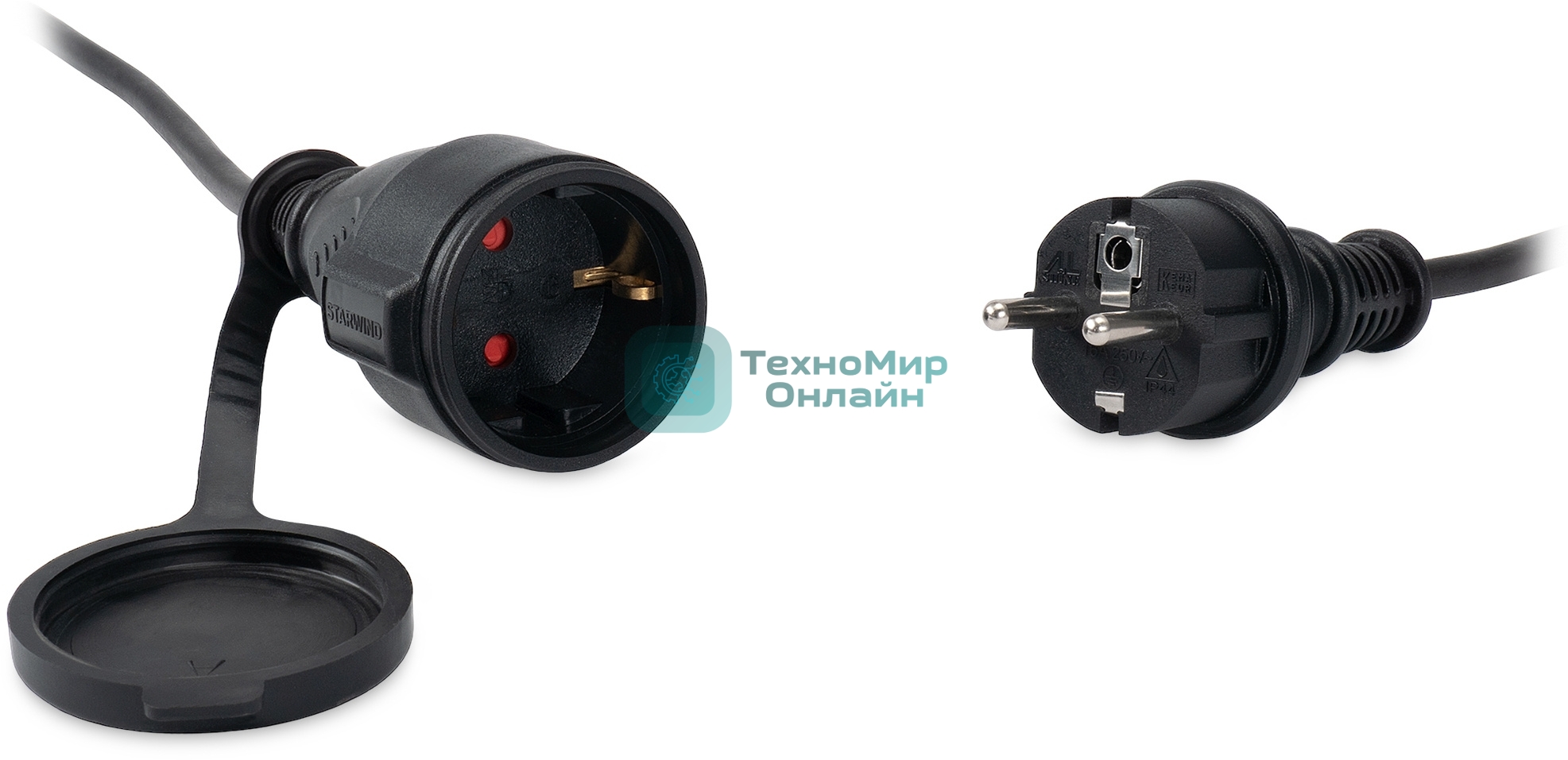 Удлинитель силовой Starwind ST-PS1.20/FRB-16 3x1.0 кв.мм 1 розет. 20 м КГ 16A без катушки черный