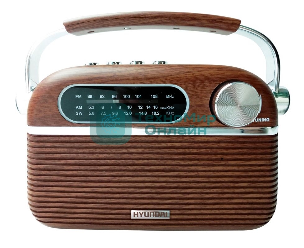 Радиоприемник портативный Hyundai H-PSR200 дерево коричневое/серебристый USB microSD