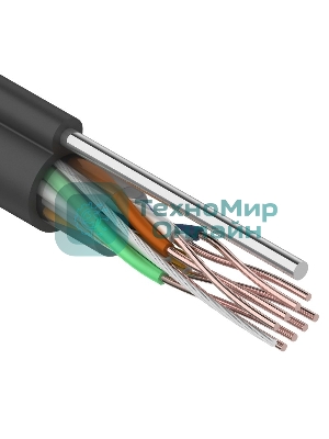 Кабель витая пара Rexant UTP 4PR 24AWG, cat.5e наружный (OUTDOOR) + ТРОС*1 (бухта 305 м)