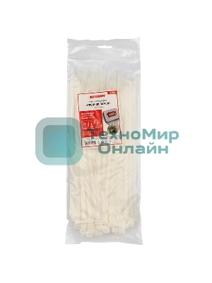 Хомут-стяжкa нейлоновая с тройным замком Rexant 300x7,6 мм, белая, упаковка 100 шт.