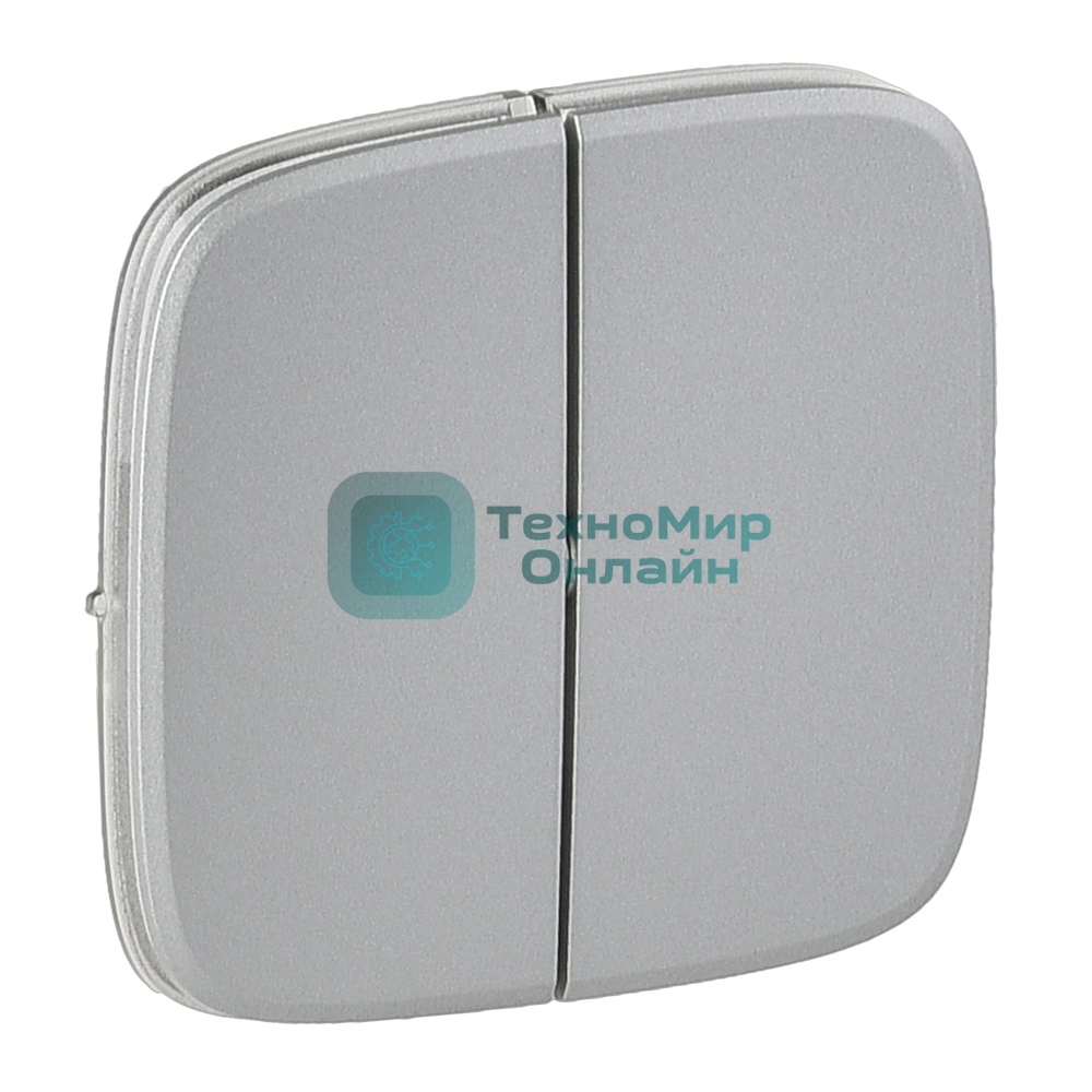 Лицевая панель для двухклавишного выключателя. Алюминий Valena ALLURE. 