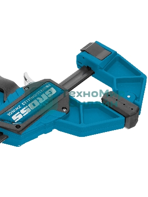 Струбцина реечная Gross быстрозажимная, пистолетного типа, пошаг. механизм, пластиковый корпус,150 мм