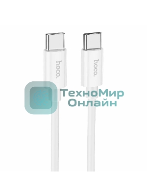 Кабель USB2.0 Hoco Type-C/Type-C, 3А, 60Вт, силиконовая оплетка, X87, 1м, белый, коробка