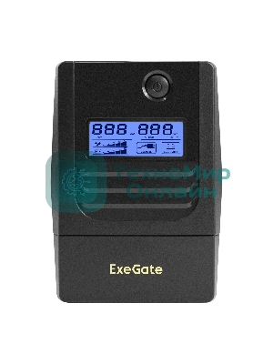 Источник бесперебойного питания ExeGate Smart LB-650.LCD.AVR.2SH.USB (650VA/390W, LCD, AVR, 2*Schuko, USB, батарея 12V 7Ah, черный)