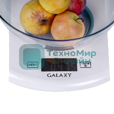 Весы кухонные Galaxy Line GL 2803, белый, пластик, максимальный вес 5 кг, ЖК-дисплей с подсветкой, цена деления 1 г