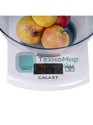 Весы кухонные Galaxy Line GL 2803, белый, пластик, максимальный вес 5 кг, ЖК-дисплей с подсветкой, цена деления 1 г