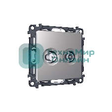 Комплект механизма розетки TV оконечной + SAT 5-862MHz 3.5dB/950-2150MHz 3.5dB ALFA Сталь матовый QUANT (AP5133, VM217) MA513310