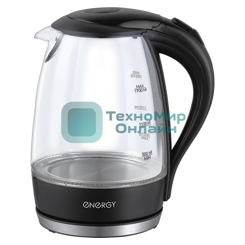 Чайник Energy E-262 1.7 л, стекло,черный (153233)