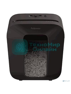 Шредер Fellowes PowerShred LX25 черный (секр.P-4)/перекрестный/6лист./11.5лтр./скрепки/скобы/пл.карты