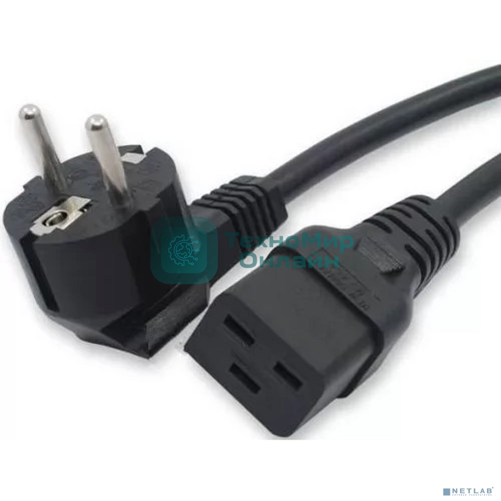 Кабель питания Filum ПВС-АП 3x1.5 CEE 7/7(Schuko) угловая - C19, 220/250В, 16А, чёрный, 3м