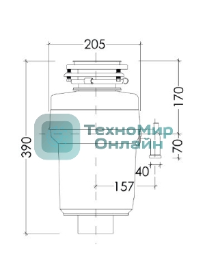Измельчитель пищевых отходов Kuppersberg WS 750 B, High-Tech, мощность 750 Вт, 3800-4200 об/мин, защита от перегрева, авто выключение, DC мотор, шумоизоляция, уровень шума 70 дБ, черный