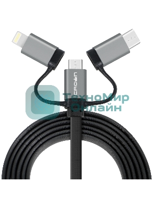 Кабель Crown USB - microUSB/USB Type-C/Lightning CMCU-3182 черный