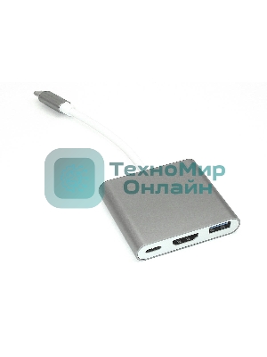 Адаптер Type-C на USB, HDMI 4K Type-С для MacBook, серый