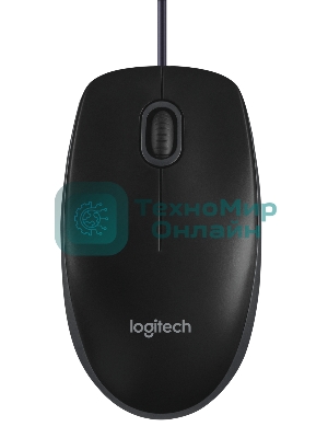 Мышь проводная Logitech B100 черный, 1000 dpi, USB, кнопки - 3