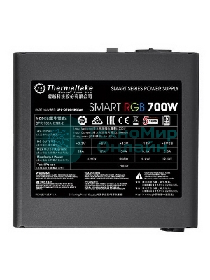 Блок питания Thermaltake Smart RGb (PS-SPR-0700NHSAWE-1), 700Вт, 80 PLUS, 120мм, черный