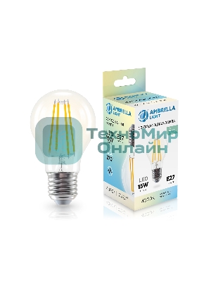 Лампа светодиодная 601514 Filament LED A60 15W E27 4000K 220-240V