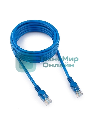 Патч-корд UTP Cablexpert cat.5e, 3м, литой, многожильный, синий