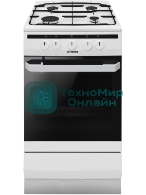 Плита газовая Hansa FCGW51001 белый, конфорок 4 шт, духовка 56 л, 50 см x 85 см x 60 см
