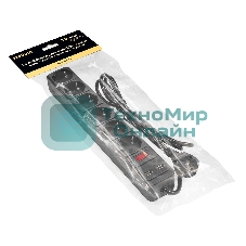 Сетевой фильтр-удлинитель с USB зарядкой ExeGate SP-6-USB-1.8B (6 евророзеток с заземлением, 2 USB-A 2A, 1.8 м, защита от перегрузки, выключатель с подсветкой, черный)