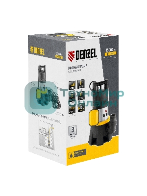 Дренажный насос Denzel DP1400X, 1400 Вт, подъем 11 м, 25000 л/ч