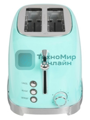 Тостер Galaxy Line GL 2917 бирюзовый, 900 Вт, 2 слота