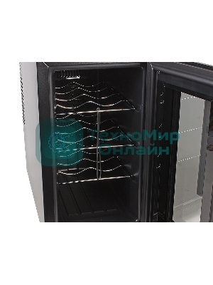 Винный шкаф Tesler WCV-080 21л винный шкаф (ШхГхВ) 25,4x51,4x46,3см. Общий объем 21л. Макс. кол-во бутылок 8шт. Температурный режим 7-18°C. Класс энергопотребления А+. Количество зон 1. Тип управления электронный. Тип системы охлаждения термоэлектрический. Принудительная вентиляция. Внутренная подсветка. Дисплей. Кол-во полок 3. Дверца	двойное стекло, зеркальная поверхность. Регулиемые ножки. Регулирование температуры. Вес 8,9кг.