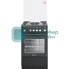 Плита Газовая De Luxe 5040.40г (кр) ЧР-015 черный (стеклянная крышка) реш.чугун