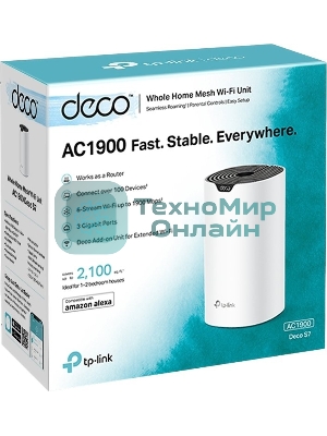 Бесшовный Mesh роутер TP-Link Deco S7 (DECO S7(1-PACK)) AC1900 10/100/1000BASE-TX белый