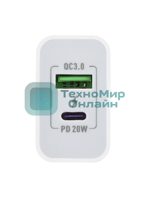 Сетевое зарядное устройство GOPOWER 1USB+1TYPE-C 20W QC3.0 00-00028401 WHITE