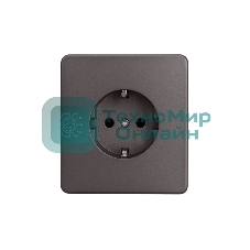 Розетка ROUND 1-ая с/з с/у, со шторками 16А титан Kranz