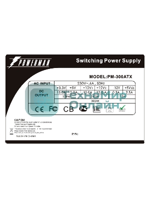 Блок питания Inwin/Powerman PM-300ATX, 300Вт, 80мм, серый