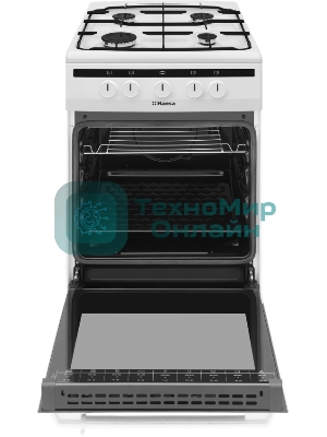 Плита газовая Hansa FCGW51001 белый, конфорок 4 шт, духовка 56 л, 50 см x 85 см x 60 см