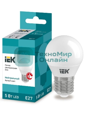 Лампа светодиодная IEK LLE-G45-5-230-40-E27 ECO G45 5Вт шар 4000К белый E27 450лм 230-240В
