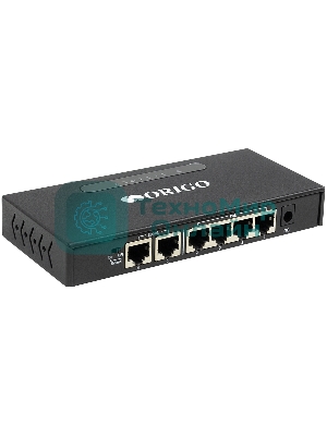 Коммутатор неуправляемый PoE ORIGO OS1206P/60W/A1A 4x100Base-TX PoE+, 2x100Base-TX, PoE-бюджет 60 Вт, корпус металл