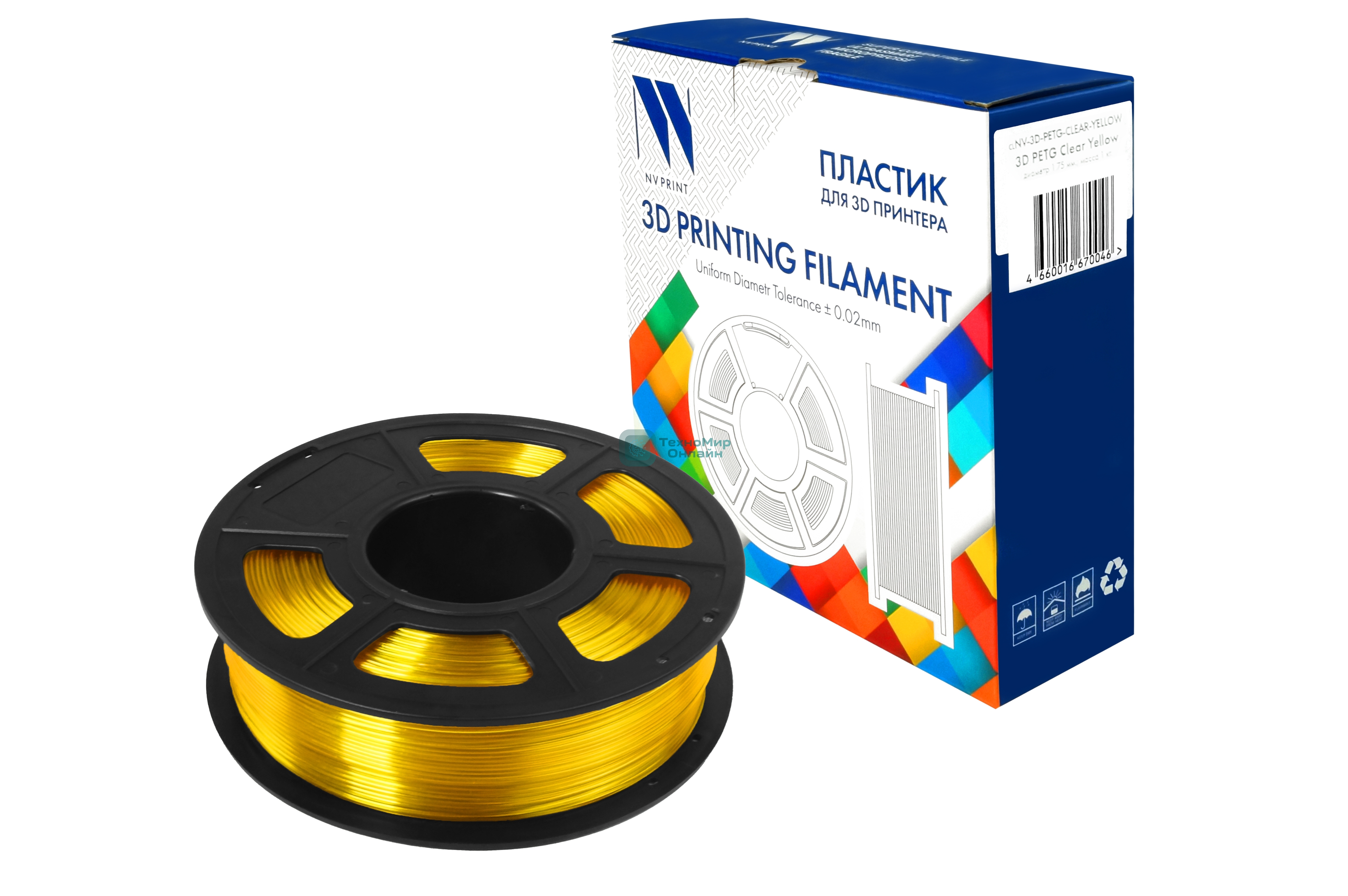 Филамент NVPrint PETG Clear Yellow Прозрачно-желтый для 3D печати диаметр 1.75мм масса 1 кг