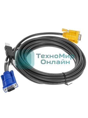 Кабель KVM ATEN 2L-5205U USB(тип А Male)+HDB15(Male) (-) SPHD15(Male) 5,0м., черный.