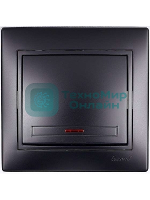 Выключатель 1-кл. 1п СП Мира 10А IP20 с подсветкой со вставкой черн. бархат LEZARD 701-4242-111