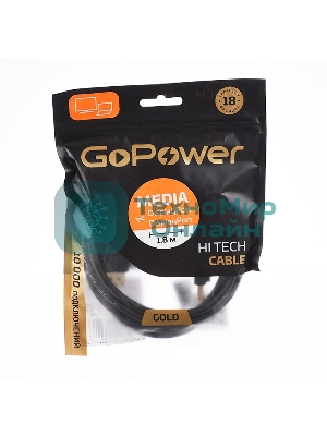 Кабель а/в GoPower Длина 1.8 м Разъемы DisplayPort (m)-DisplayPort (m) черный 00-00028932