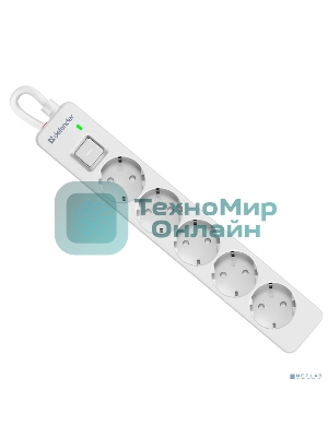 Удлинитель с сетевым фильтром Defender DFS 133, белый, 5 розеток, 3 м.