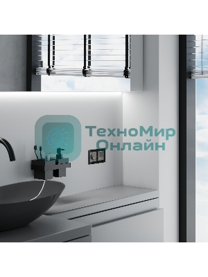 Розетка влагозащ. с зазем. с защит. крышкой и шторками (графит акрил)