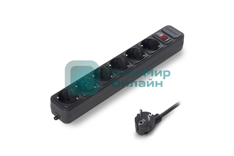 Сетевой фильтр ExeGate EX119395RUS SP-6-5B (6 розеток, 5 м, евровилка, черный)