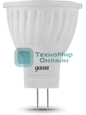 Лампа светодиодная Gauss Black 3Вт цок.:GU4 рефлектор 220B 2700K св.свеч.бел.теп. MR11 (упак.:10шт) (132517103)