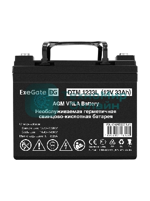 Аккумуляторная батарея ExeGate DTM 1233L (12V 33Ah, болт М6)
